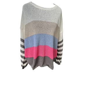 Women's ee:some Crew Neck Oversized Sweater Striped